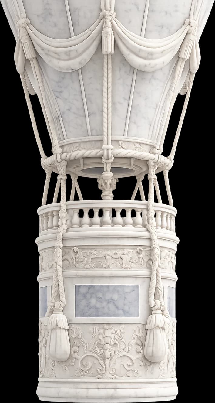The carved marble basket of a balloon